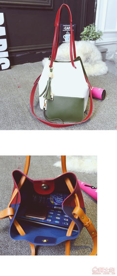 【藍薇兒廠家直銷女包2017新款水桶子母包拼色時尚流蘇單肩斜跨包一件代發td14】保定白溝新城樂軒箱包廠 - 產品庫